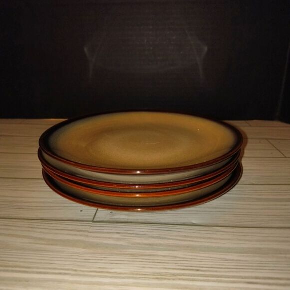 SANGO NOVA BROWN 7.5" Dessert Plates 4 Stoneware Quality 4933 Mid Century Modern - Picture 2 of 7